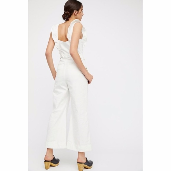 Free People Sun Valley Jumpsuit Ivory Wide Leg, 4